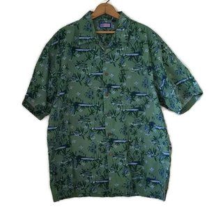 North Atlantic Trading XL Green Tropical Fishing Print Short Sleeve Shirt